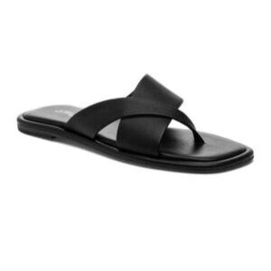 J/SLIDES Black Leather Women's Sandals